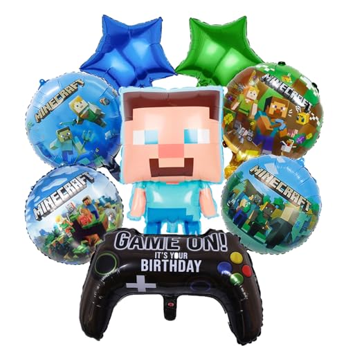 Miner Gamer Geburtstagsdeko junge Geburtstag Deko,Junge Miner Gamer Luftballon Geburtstag,Junge Deko Geburtstag Set,Geburtstagsdeko Junge Party Deko Tortendeko Kuchen Deko von AGYOYGA