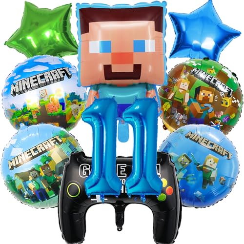 Minercraft Geburtstagsdeko 11 jahre Junge Geburtstag Deko Junge Miner Gamer Luftballon Geburtstag 11 Junge Deko Geburtstag Set 11 Geburtstagsdeko Junge 11 Jahre Party Deko Tortendeko Kuchen Deko von AGYOYGA