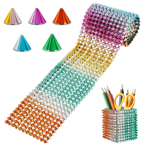 AHANDMAKER 1 Yards Nähstich Auf Spike-Nietenstreifen, 12 Reihen Kegel Flatback Punk Rock Trim Kunststoff Trim Mesh Bead Für Cosplay Performance Hochzeit Party DIY Handwerk Kostüm Verzierung, Farbig von AHANDMAKER