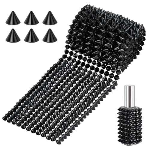 AHANDMAKER 1 Yards Nähstich Auf Spike-Nietenstreifen, 12 Reihen Kegel Flatback Punk Rock Trim Kunststoff Trim Mesh Bead Für Cosplay Performance Hochzeit Party Dekoration DIY Handwerk Kostüm von AHANDMAKER