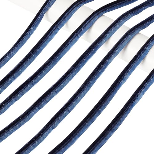 AHANDMAKER 10 Yards Paspelschrägband 1/2 Zoll Paspelbesatz Mit Kederschnur Polyester Lippenkordelbesatz Zum Nähen von Kleidungsstücken Polsterzubehör DIY Basteln Marineblau von AHANDMAKER