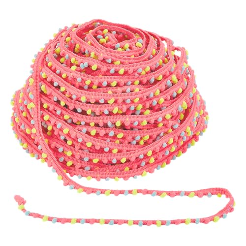 AHANDMAKER 10 Yards Pompoms Fransen Ball Trim Rosa Zierband Mit Mini Pompons Pompom Besatzband Pom Pom Fransen Quaste Spitze Pom Pom Ball Fransenband Zum Basteln Nähen Heimdekoration von AHANDMAKER