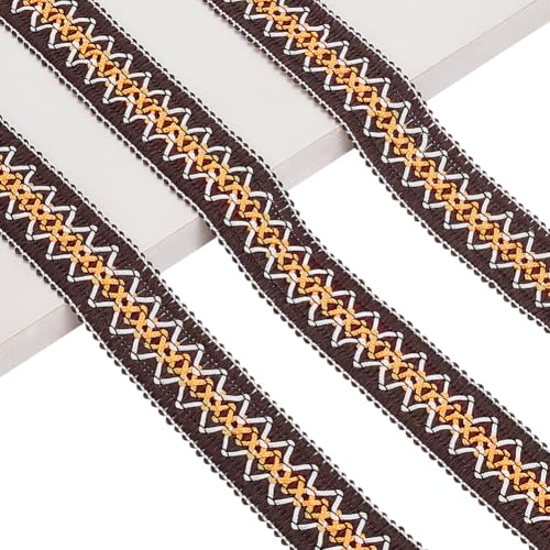 AHANDMAKER 10 Yards Vintage Jacquardband 1 1/8 Zoll Rhombus Embroidered Webband Stoffbesatz Fransen Boho Stoff Nähen Webband Für Kleidung Nähen Verzierung von AHANDMAKER