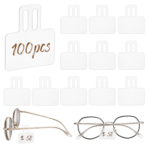 AHANDMAKER 100 Stück transparente Preisschilderhüllen für Brillen, 3,65 x 3,25 cm, zum Aufstecken, Brillenschutz, Etikettenhalter für Brillenrahmen, Brillenrahmen von AHANDMAKER