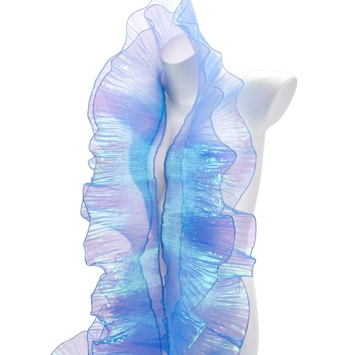 AHANDMAKER 11 Yard Organza-Rüschenstoff-Rüsche, Retro-Organza-Stoffbesatz, Kantenraffung, Rüschenbesatz Für Applikationen, Nähen, Basteln, Kleidertaschen, Kostümdekoration (Dodger Blue) von AHANDMAKER