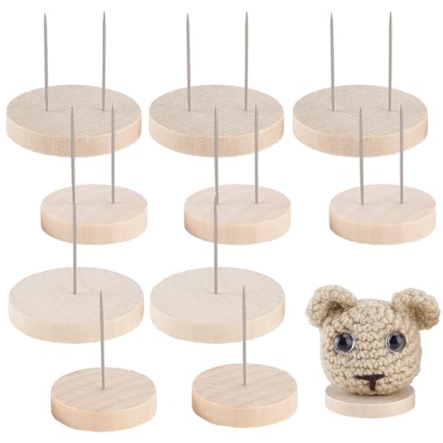 AHANDMAKER 12 Stück Häkelpuppenständer 4 Stile Aus Holz Gestrickter Puppenständer Puppenhalter Mit Holzsockel Nadel Präsentationsständer Für Puppenvitrine Actionfigurenständer von AHANDMAKER