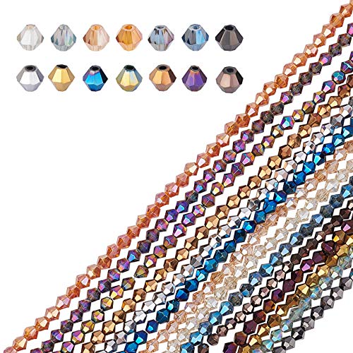 AHANDMAKER 1400 Stück 14 Farben Galvanisierte Glasperlen, 4 mm regenbogenbeschichtete facettierte Glaskristallperlen mit 1 mm Loch für Armbänder, Halsketten, Schlüsselanhänger, Schmuckherstellung von AHANDMAKER