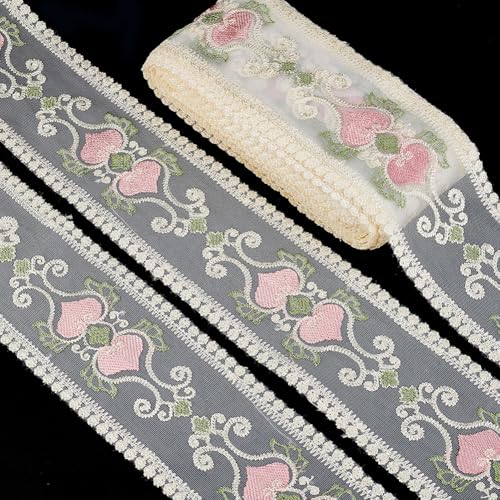 AHANDMAKER 15 Yards Spitzenbesatzband Stickerei Spitzenbänder Vintage Blumenmuster Nähspitzenbesatz Zum Basteln Nähen Hochzeit Brautkleid Applikation Dekoration Zuhause 15 Meter X 3.54 Zoll von AHANDMAKER