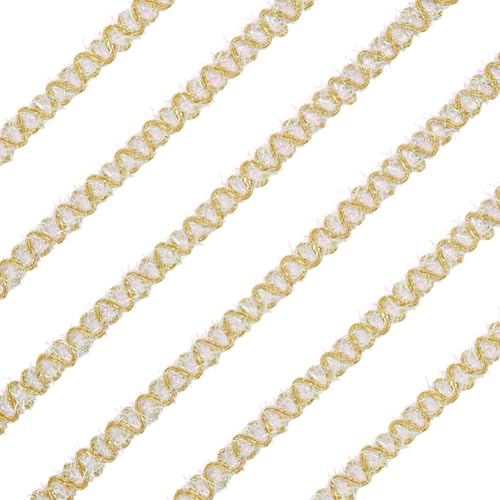 AHANDMAKER 18 Yards Gold Braid Trim 14mm Paillettenband Metallisch Geflochtener Spitzenbesatz Geflochtenes Polyesterband Dekorativer Kantenbesatz Glitzerborte Für Näh Und Verpacken Geschenken von AHANDMAKER