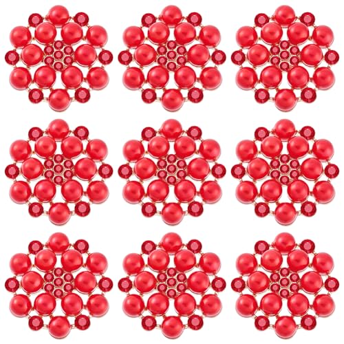 AHANDMAKER 20 Stück Perlen-Strass-Knöpfe als Verzierungen, 28 mm Rote Perlenblumen-Strassknöpfe Mit Flacher Rückseite, Kristallknopf-Verzierungen Zum Basteln, Schleife, Kleid, Hochzeitsdekoration AHANDMAKER 20 Stück Perlen-Strass-Knöpfe als Verzierungen, 28 mm Rote Perlenblumen-Strassknöpfe Mit Flacher Rückseite, Kristallknopf-Verzierungen Zum Basteln, Schleife, Kleid, Hochzeitsdekoration von AHANDMAKER