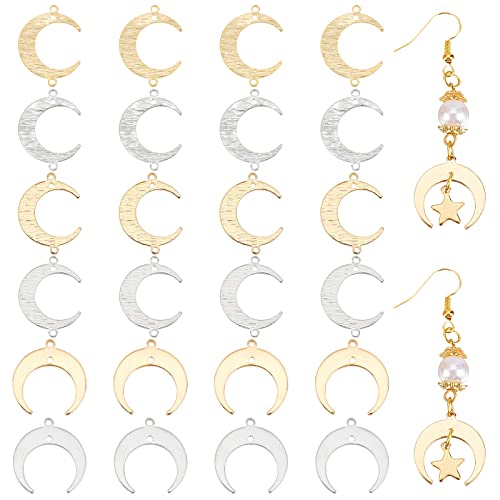 AHANDMAKER 24 Stück Mond-Link-Charms, 6 Styles Crescent Moon Connectors Charms Messing Himmlische Anhänger Mit Schleife Für DIY Armband Halskette Ohrring Schlüsselanhänger Schmuckherstellung von AHANDMAKER