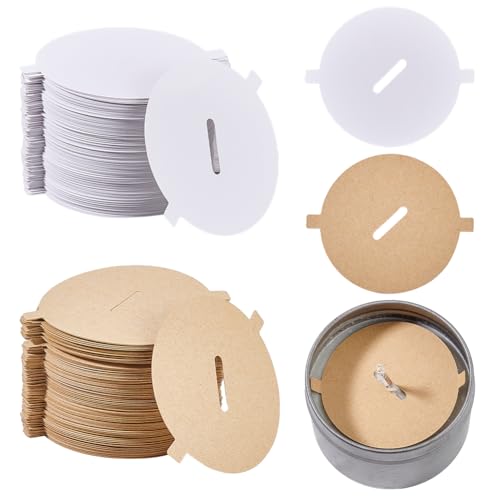 AHANDMAKER 240PCS Kerze Staub Abdeckungen 2 Farben Papier Kerze Pull Tab Deckel Kerze Dekoration Kerzenaufsatz Schutzzubehör Craft Fragrance Staubschutz 2.12 Zoll von AHANDMAKER