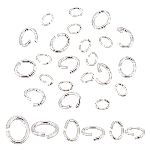 AHANDMAKER 30 Stück silberne offene Binderinge, 3 Größen, 925er Sterlingsilber, ovale Verbindungsringe, Schmuckringe, Verbindungsstücke für Ohrringe, Halsketten, Armbänder, Schlüsselanhänger, von AHANDMAKER