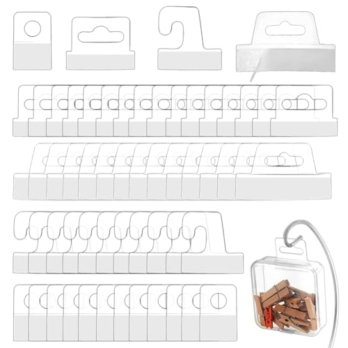 AHANDMAKER 300 Stück Durchsichtige Hängeetiketten Mit Schlitzlöchern Selbstklebende Aufhängelaschen In 4 Größe Transparente Laschen Selbstklebende Aufkleber Aufhänger Display Tags Für Geschäfte von AHANDMAKER