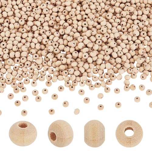 AHANDMAKER 3000 Stücke Holzperlen 5mm Unfertige Runde Lose Holzperlen Winzige Ungefärbte Naturholz Röhrenperlen Mit 2mm Loch Kleine Holz Abstandsperlen Zum Basteln Und Herstellen von Schmuck AHANDMAKER 3000 Stücke Holzperlen 5mm Unfertige Runde Lose Holzperlen Winzige Ungefärbte Naturholz Röhrenperlen Mit 2mm Loch Kleine Holz Abstandsperlen Zum Basteln Und Herstellen von Schmuck von AHANDMAKER
