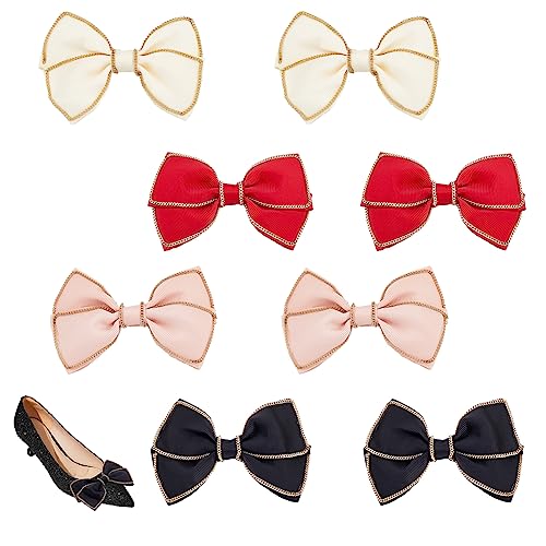 AHANDMAKER 4 Paar Schuhschnalle, abnehmbare Bowkont-Schuhclips, elegante Polyester-Brautschuhschnalle, Schuhanhänger, Dekoration für High Heel, Kleid, Hut, Hochzeit, Braut, Schuhtaschen von AHANDMAKER