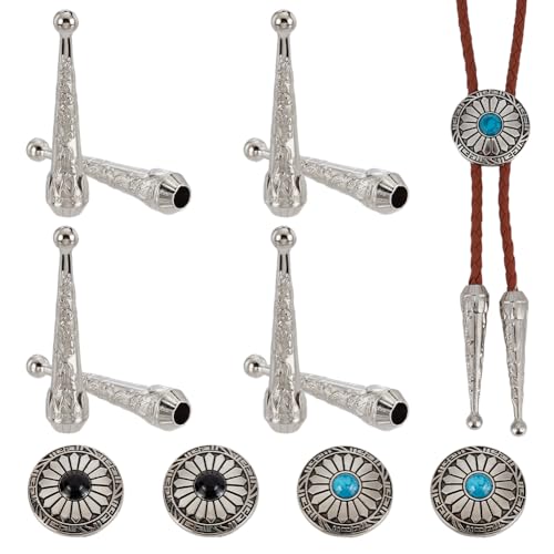 AHANDMAKER 4 Set Bolo Krawatten Bastelsets Kordel Endkappen Mit Rundem Schiebeverschluss 2 Bolo Krawatten Spitzen Im Retro Stil Ersatzkleber In Einer Tube Zum Selbermachen von Bolo Krawatten Schmuck von AHANDMAKER