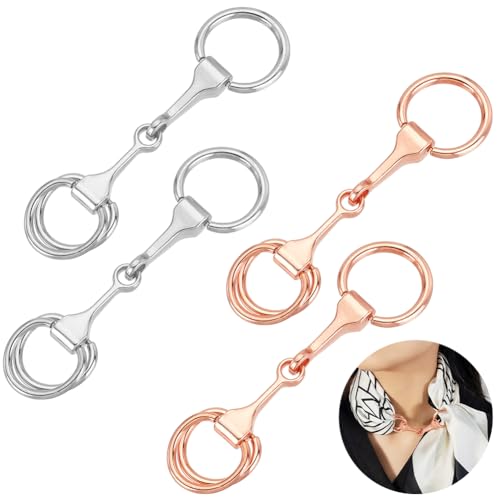 AHANDMAKER 4 Stück Seidenschal Verschluss Platin & Roségold Horsebit Schalring Schalverschluss D Ring Clips Hemd Clips Für Schals Schals Und Kleidung DIY Accessoires von AHANDMAKER