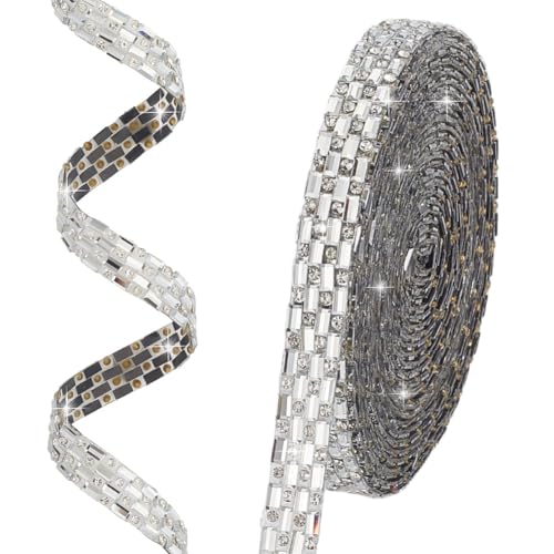 AHANDMAKER 4 Yards Harz Strassband Harz Diamantenbandrolle Strassstreifen Diamant Bling Kristall Strassbandaufkleber Glitzerbandbesatz (0.4 Zoll) von AHANDMAKER