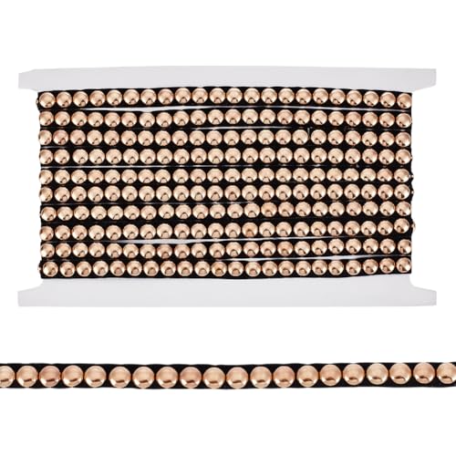 AHANDMAKER 4 Yards Hot Fix Nailhead Trim 0.39 Zoll/10mm Breite Nieten Applikation Dekoratives Metall Aufbügelbar Konvexen Kuppel Nietenband Für Geldbörse Handtasche Punk Gürtel Dekoration Gold von AHANDMAKER