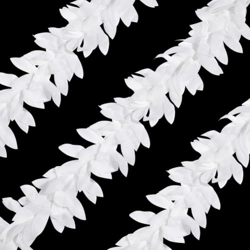 AHANDMAKER 5 Yards Blattband Spitzenbesatz Polyester Chiffon Blatt Spitzenband Kantenbesatz Spitzenstoff Für DIY Nähen Handwerk Kleidungsstück Hochzeitsdekoration Weiß von AHANDMAKER