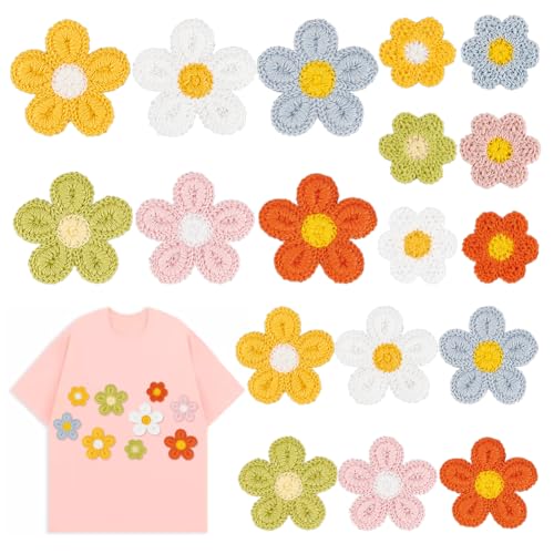 AHANDMAKER 54 Stück Bunte Blumen-Aufnäher Mit Sonnenblume, Bestickte Applikationen, Gänseblümchen-Aufnäher Zum Aufbügeln, Aufnäher Für Kleidung, Taschen, DIY, Basteln, Haarspangen von AHANDMAKER