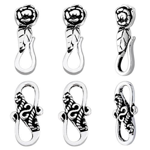 AHANDMAKER 6 Stück S Haken Verschlüsse 2 Stile 925 Sterling Silber S Haken Ring Knebelverschlüsse Endverschlüsse Verbinder Für Halsketten Schmuckherstellung DIY Basteln Antik Silber Farbe AHANDMAKER 6 Stück S Haken Verschlüsse 2 Stile 925 Sterling Silber S Haken Ring Knebelverschlüsse Endverschlüsse Verbinder Für Halsketten Schmuckherstellung DIY Basteln Antik Silber Farbe von AHANDMAKER