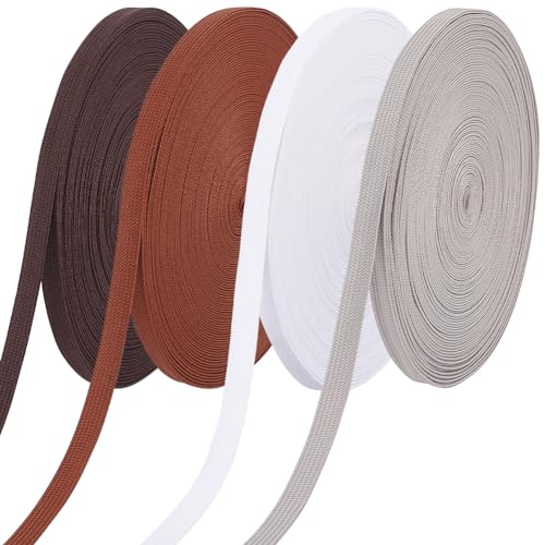 AHANDMAKER 80 Yard Flache Kordelzugschnur, 4 Farben Kordelzug-Ersatzseil, 3/8,(5) cm Langes Polyester-Hohlband Für Bekleidungszubehör, Schnürsenkel Und Ersatz Für Kapuzenpullover, Dunkle Farbe von AHANDMAKER