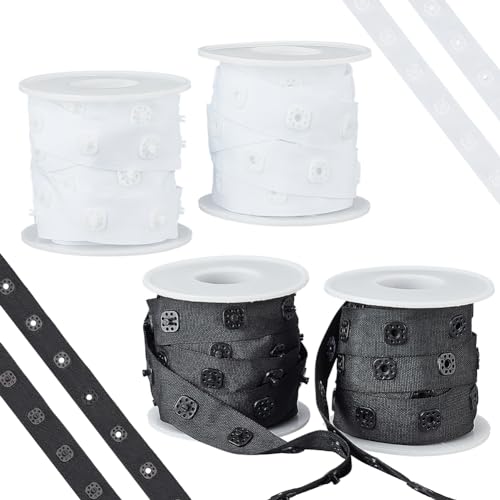 AHANDMAKER 9,1 m Druckknopfband Trim Nähen Verschluss Polyester Klebeband mit Knöpfen Kunststoff Druckknopf Band Ersatz für Kleidung DIY Zubehör von AHANDMAKER