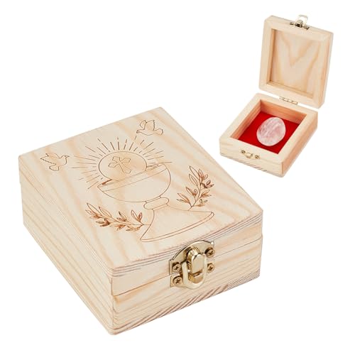 AHANDMAKER Erinnerungsbox Aufbewahrungsbox Aus Holz „Gebet“ Kleine Holzbox Schmuckschatulle Aus Holz Mit Frontverschluss Und Dekorativem Stoffkasten Zur Aufbewahrung von Schmuck Basteln Kunst von AHANDMAKER