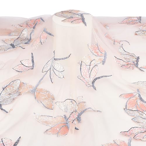 AHANDMAKER Glitzernder Tüllstoff Mit Libellenstickerei 59" x 2 Yards Transparenter Paillettenstoff Pro Yard Organza Spitzenstoff Für Brautschleier Hochzeitsfeier Dekor Peachpuff AHANDMAKER Glitzernder Tüllstoff Mit Libellenstickerei 59" x 2 Yards Transparenter Paillettenstoff Pro Yard Organza Spitzenstoff Für Brautschleier Hochzeitsfeier Dekor Peachpuff von AHANDMAKER
