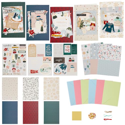 AHANDMAKER Handgefertigte DIY Grußkarten Sets Buntes DIY Set Mit Weihnachtskarten Und Umschlägen. Basteln Sie Ihre Eigenen Karten Für Geburtstagseinladungen Weihnachten Thanksgiving Partygeschenke von AHANDMAKER