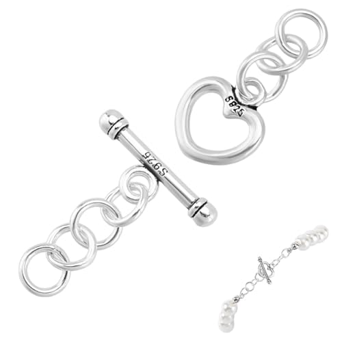 AHANDMAKER Toggle Haken 9.5x8.5mm Sterling Silber Herz Knebelverschlüsse Schmuckverschluss T Stab Verschluss Endverschlüsse Verbinder Beschläge Für Halskette Armband Schmuckherstellung von AHANDMAKER