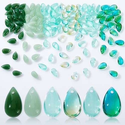 AHANMAKER 120Pcs Teardrop Tschechische Glasperlen, 5 Farben Oben Gebohrte Transparente Perlen Kristallglasperlen Regentropfen Für DIY Halskette Ohrring Armband Schmuckherstellung, Himmelblau von AHANDMAKER