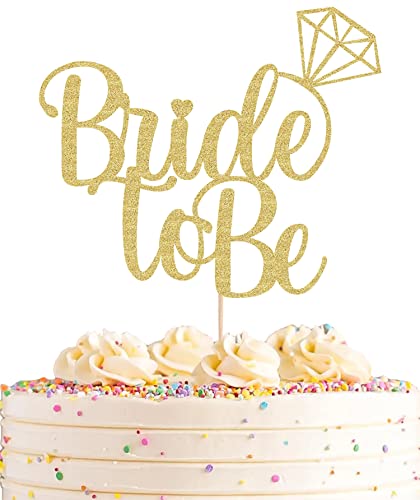 AHAORAY Bride To Be Kuchendekoration – Gold Glitzer Brautdusche Kuchen Dekoration Zubehör – Braut Hochzeit Verlobung Party Dekoration Foto Requisite von AHAORAY