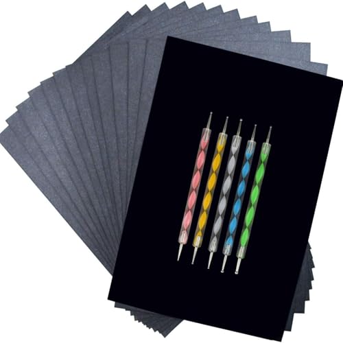 200 Kohlepapier, Transferpapier, Pauspapier, Kohlepapier Zum Nachzeichnen, Graphitpapier, Pauspapier A4, Schwarz Für Papier Tattoo Holz Mit 5 Pcs Prägestift von AHEJIOO