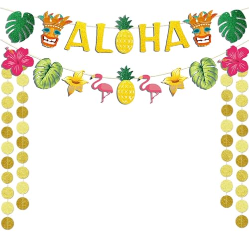 4 Stück Hawaii Party Dekorationen, Hawaii Deko, Hawaii Ketten, Hawaii Party Deko, Haw, Party Deko, Poolparty Deko, Blumenkette, Poolparty, Aloha Party, Pool Party Deko, Party von AHEJIOO