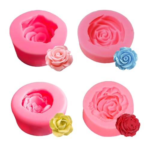 4 Stücke 3D Silikonformen Gießformen, Silikonformen, Silikonform, Blumen Silikonformen, Silikonformen Gießformen Kerzen, Gießformen Silikonn, Kerzenformen Zum Gießen, Silikonform Rose von AHEJIOO