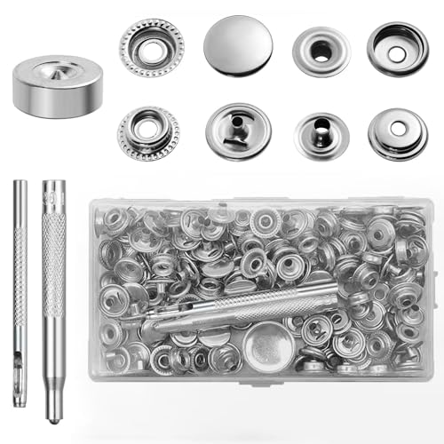 Druckknopf Set mit Zange, 240 Stück Druckknöpfe ohne Nähen, 15mm Edelstahl Druckknöpfe mit Zange, Inklusive 5-teiliges Werkzeugset, Transparente Aufbewahrungsbox für Kleidung, Leder und DIY Handwerk Druckknopf Set mit Zange, 240 Stück Druckknöpfe ohne Nähen, 15mm Edelstahl Druckknöpfe mit Zange, Inklusive 5-teiliges Werkzeugset, Transparente Aufbewahrungsbox für Kleidung, Leder und DIY Handwerk von AHEJIOO