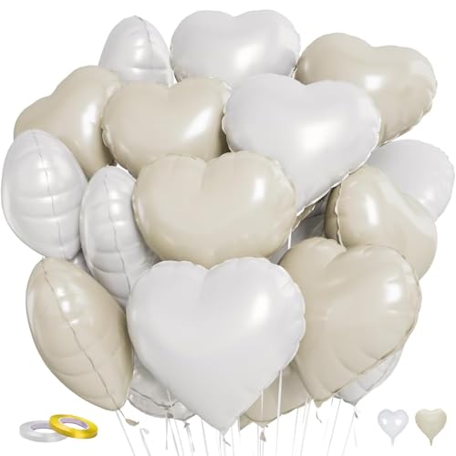 Herzluftballons Creme Und Weiß, 20 Stück 18 Zoll Herz Luftballon, Luftballons Hochzeit, Helium Ballons Hochzeit, Herzluftballons Hochzeit, Helium Luftballons Hochzeit, Herzluftballons Helium von AHEJIOO