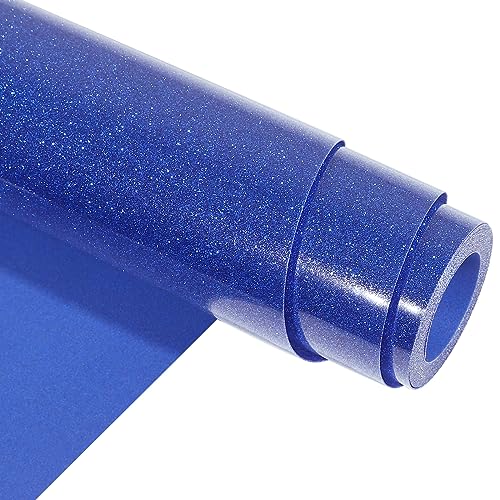 AHIJOY Glitzer-HTV Wärmeübertragung, Vinyl, glitzernd, 24,9 cm x 1,5 m, Blau, zum Aufbügeln auf Vinyl, für DIY-Stoffe, T-Shirts, Hüte, Kleidung von AHIJOY