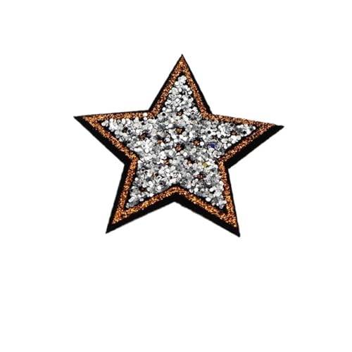 AHIOJEGX Bestickte Aufnäher 10 Stücke 4 cm Rose Rot Bling Stern Patches for Kleidung Aufbügeln DIY Parche for Jeans Taschen Hemd 4x4 cm(10pcs-Star 2) von AHIOJEGX