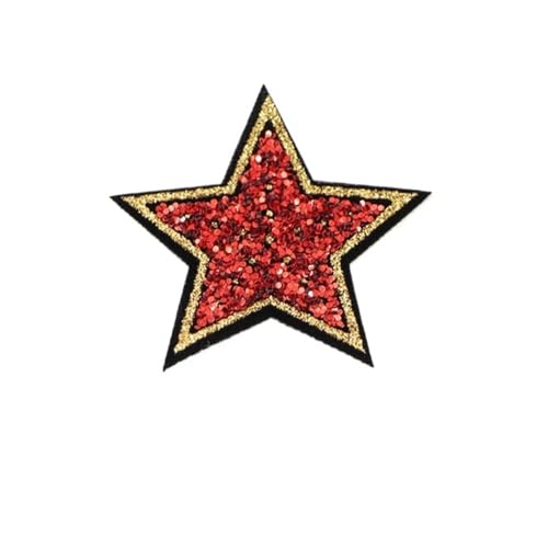 AHIOJEGX Bestickte Aufnäher 10 Stücke 4 cm Rose Rot Bling Stern Patches for Kleidung Aufbügeln DIY Parche for Jeans Taschen Hemd 4x4 cm(10pcs-Star 4) von AHIOJEGX