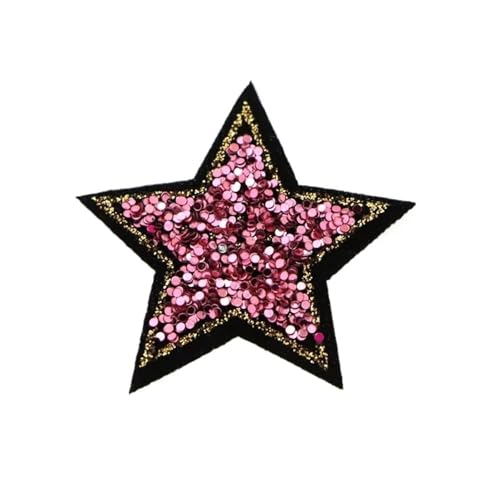 AHIOJEGX Bestickte Aufnäher 10 Stücke 4 cm Rose Rot Bling Stern Patches for Kleidung Aufbügeln DIY Parche for Jeans Taschen Hemd 4x4 cm(10pcs-star8) von AHIOJEGX