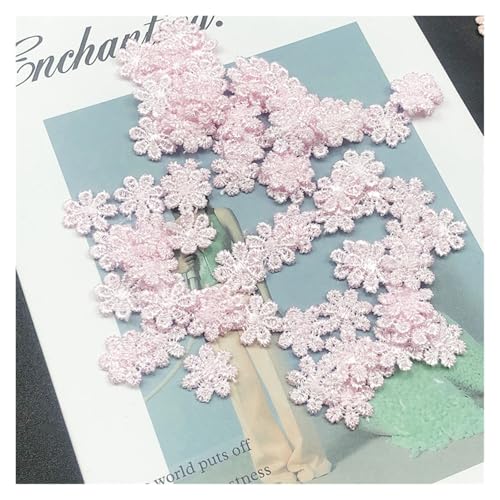 AHIOJEGX Bestickte Aufnäher 100 Stück Mini handgefertigte Stoff-Blumen-Applikationen, Aufnäher for Hochzeitsdekoration, Basteln, Nähzubehör, 1,3 cm(Slight pink) von AHIOJEGX