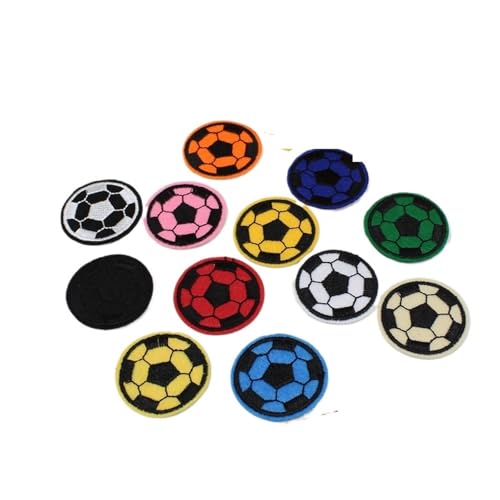 AHIOJEGX Bestickte Aufnäher 12 Stück zufällige bestickte Fußball-Aufnäher for Aufnähen, Aufbügeln, dekorative Applikationen, for Reparieren von kleinen Löchern(Mix Color 38mm) von AHIOJEGX