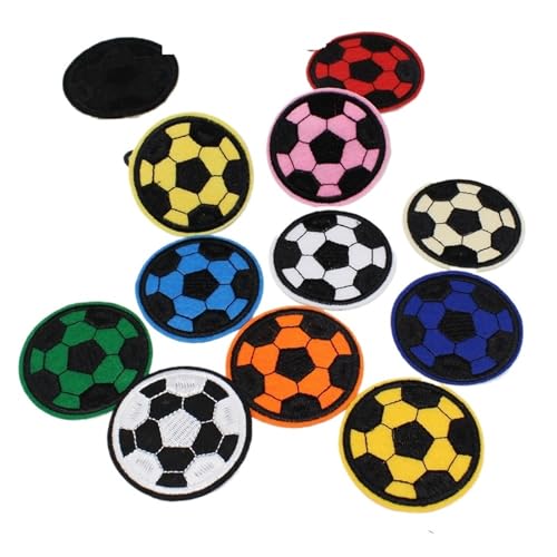 AHIOJEGX Bestickte Aufnäher 12 Stück zufällige bestickte Fußball-Aufnäher for Aufnähen, Aufbügeln, dekorative Applikationen, for Reparieren von kleinen Löchern(Mix Color 58mm) von AHIOJEGX