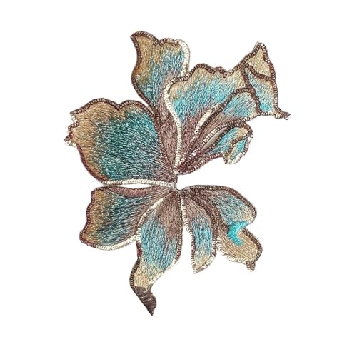 AHIOJEGX Bestickte Aufnäher 2 Stücke Blumenstreifen Stickerei Patch 19 cm * 14 cm Pailletten Organza Patches for Kleidung Aufkleber Applikationen Nähen Auf Parches(Turquoise) von AHIOJEGX