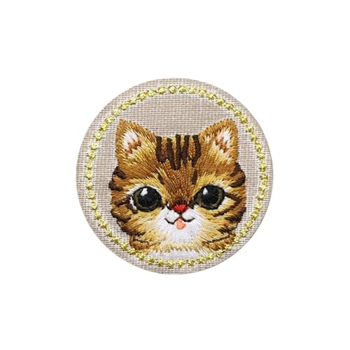 AHIOJEGX Bestickte Aufnäher 3 Stück süße Katze Panda Kaninchen Patch Eisen Emblem Stickerei 4,3 * 4,3 cm(Cat) von AHIOJEGX