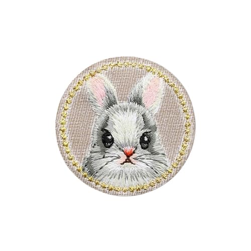 AHIOJEGX Bestickte Aufnäher 3 Stück süße Katze Panda Kaninchen Patch Eisen Emblem Stickerei 4,3 * 4,3 cm(Rabbit) von AHIOJEGX